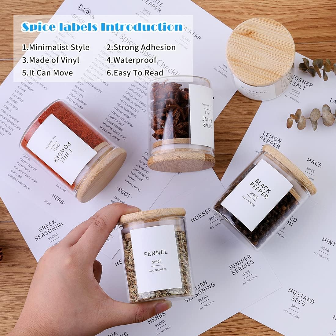 20 Thicken(2.4mm) 4oz 131 Glass Spice Jars with Bamboo Lids - Pcs Airtight Seasoning Containers with Waterproof