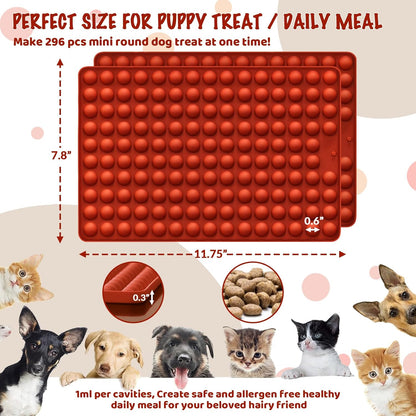 296 HKNMTT Mini Semi Sphere Shape Molds Silicone, Cavities Round Baking Moulds for Dog Treats Snack Candy Chocolate