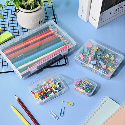 Mauproy 24 Pack Mixed Sizes Small Plastic Storage Containers, Mini Rectangular Small Items Organizer Boxes with Hinged Lids and Labels for Craft Jewelry Beads