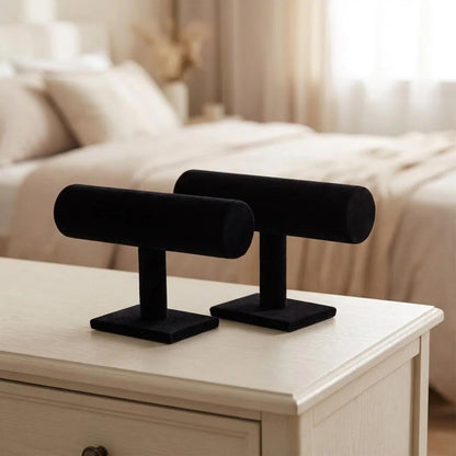 Comelyjewel Bracelet Holder Stand Set of 2, Velvet Jewelry Display for Bracelets, Bangles & Watches, T-Bar Jewelry Organizer for Dresser & Vendor Booth