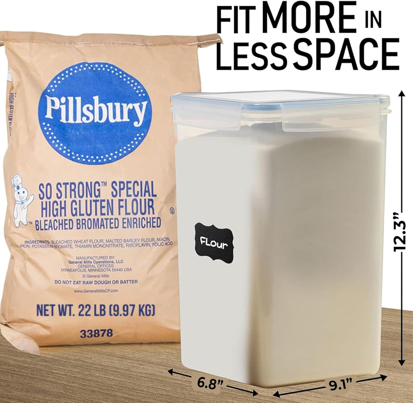 2 [8.5L 287 Oz] Flour Storage Container PC / Extra Large Food Storage Containers with Lids - Airtight, Leak Proof