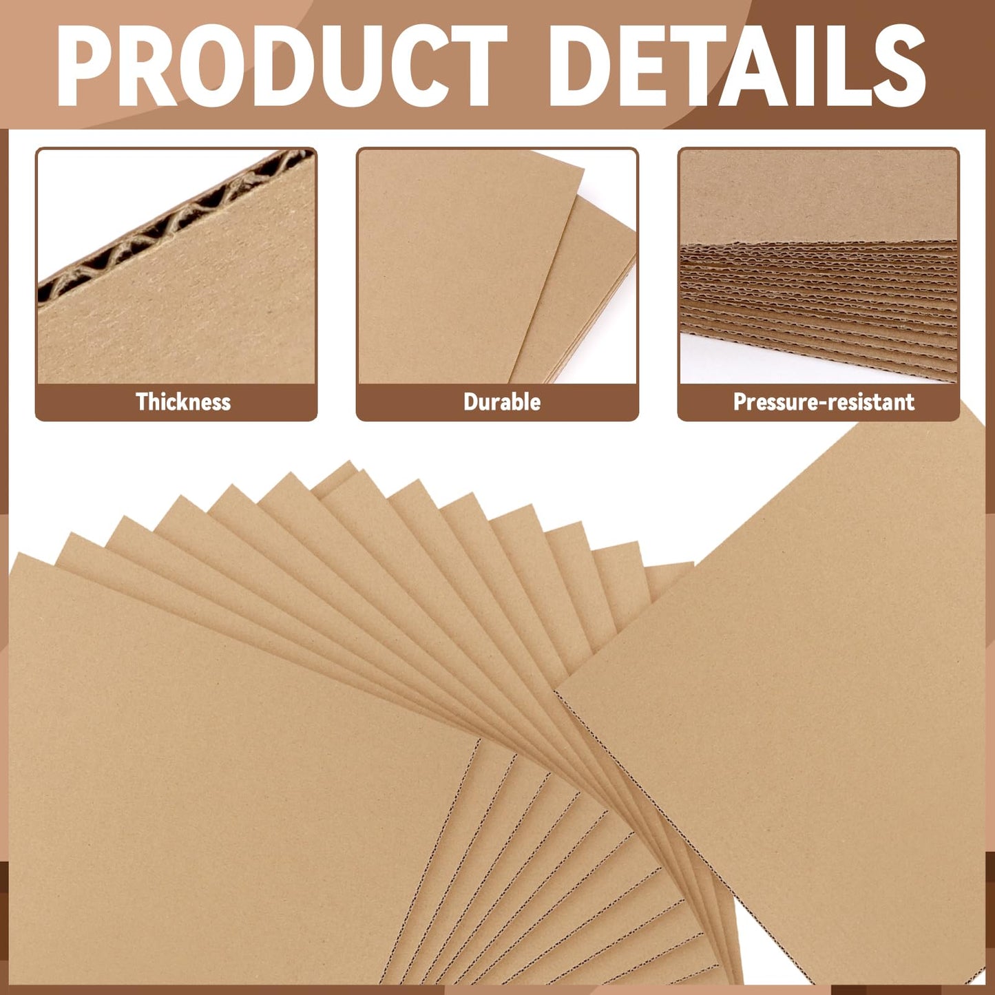 Bercoor 25 Pack Corrugated Cardboard Sheets 12x12, Flat Corrugated Cardboard Inserts for vinyl record mailers, Packing, Shipping, Mailing, Card Board Backing, Art Craft