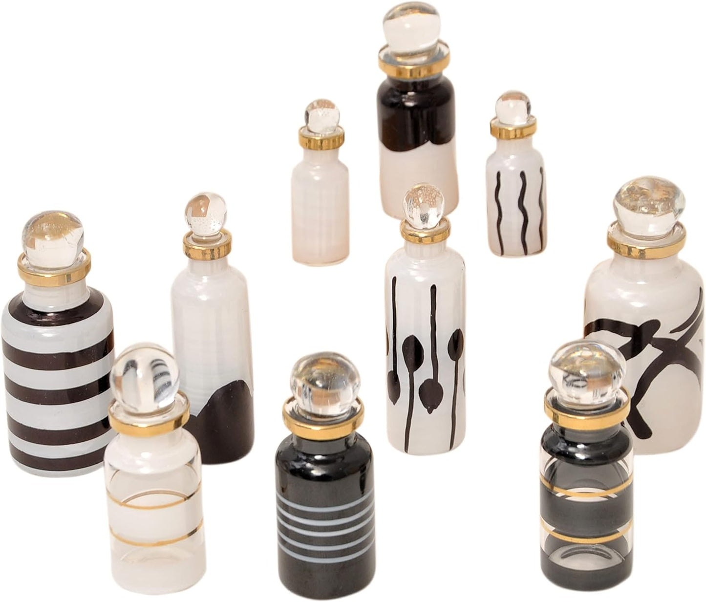 CraftsOfEgypt Genie Blown Empty Glass Mini Bottles Set of 20 Decorative Small Vials for Perfume, Essential Oils