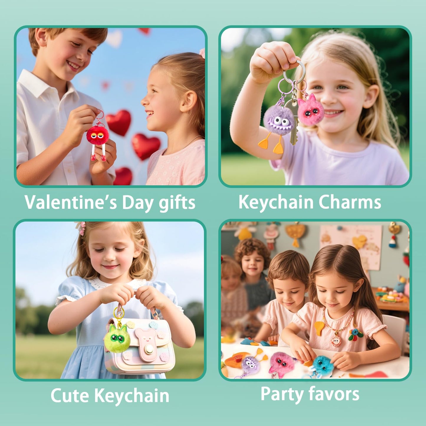 18 PCs Kids Keychains - Keychain Cute for Birthday Goodie Bags Stuffers Party Favors Fuzzy Plush Keychain Bulk Monster Keychains End of Year Student Gifts from Teacher 5th Grade Graduation Gifts