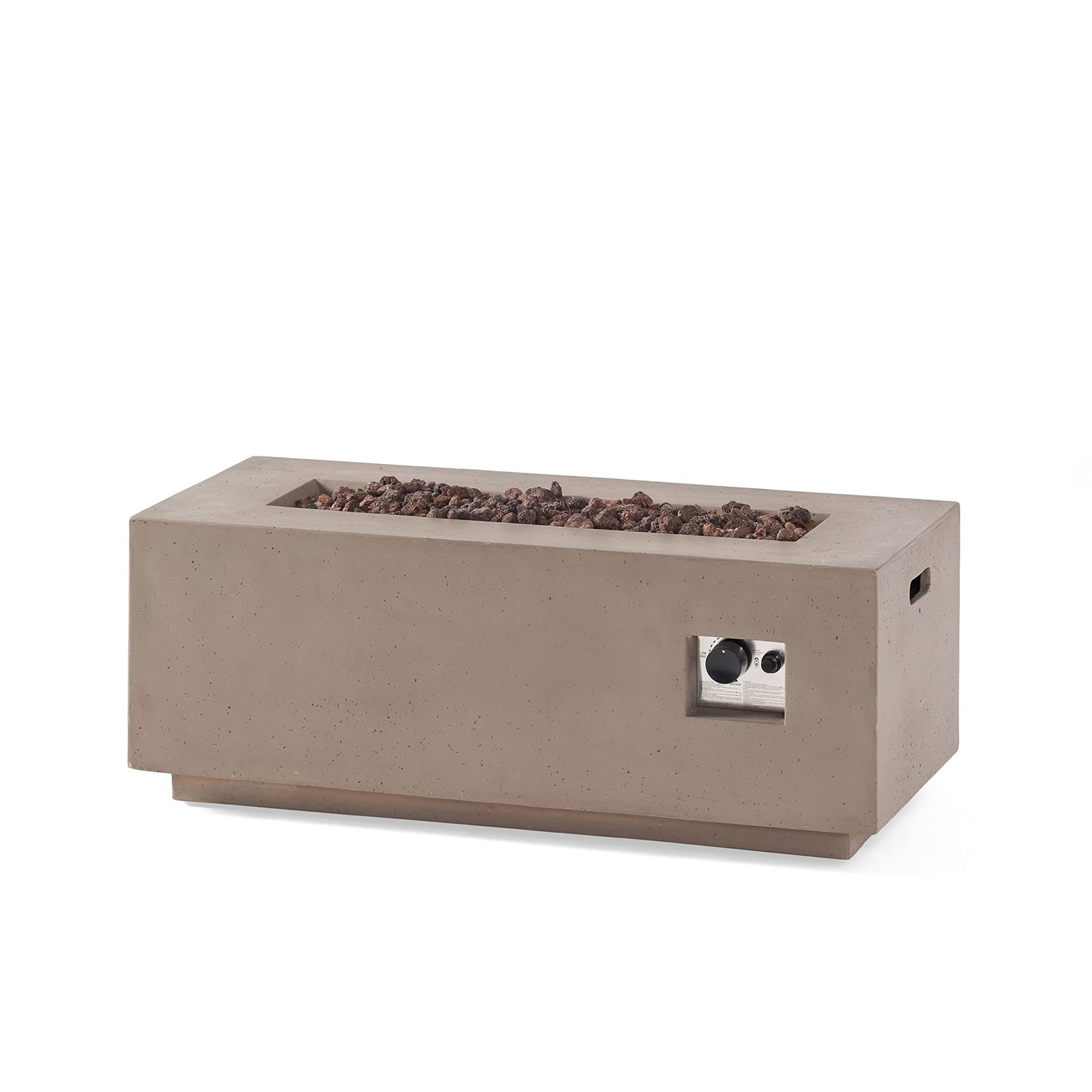 Christopher Knight Home Aidan Outdoor 40,000 BTU Rectangular Fire Pit (No Tank Holder) - Lightweight Concrete - Light Gray