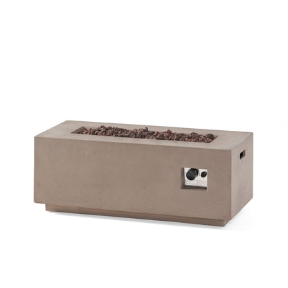 Christopher Knight Home Aidan Outdoor 40,000 BTU Rectangular Fire Pit (No Tank Holder) - Lightweight Concrete - Light Gray