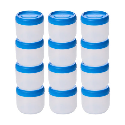 humangear STAX, Stackable Snack Containers - Leak-Proof Snack Travel System - FDA-Food Safe, BPA/PC/Phthalate-Free - Stackable & Click-Together Food Storage, Medium Mid 12-Pack, Clear/Blue