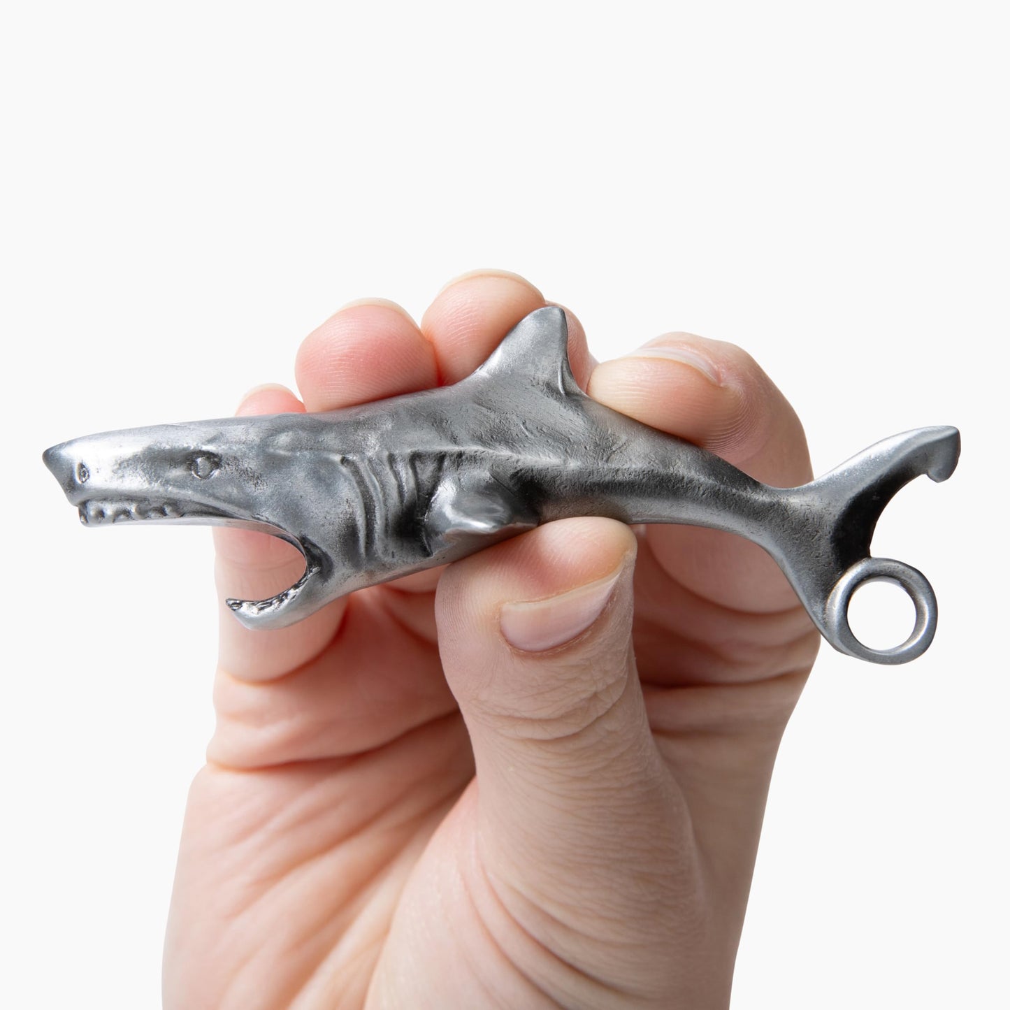 Shark Bottle Opener for Men – Funny Great White Shark Metal Beer Cap Tool – Novelty Coastal Beach Ocean Gift for Father's Day, Christmas Stocking Stuffer, Birthday, Groomsmen – 3.65" x 1.93"