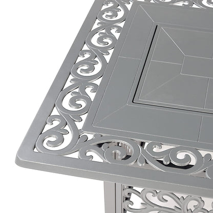 Oakland Living Rectangular 48 in. x 36 in. Aluminum Propane Fire Pit Table, Glass Beads, Two Covers, Lid, 57,000 BTUs in Grey Finish