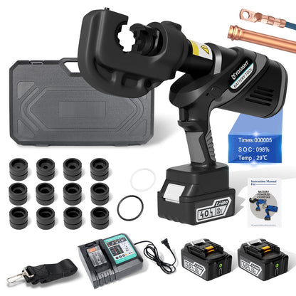 Battery Ratchet Cable Cutters Heavy Duty Electric Ratcheting Wire Cutters ，Suitable for Copper/Aluminum or 3" Armored Cables, Portable Cordless Cutter with 2×4Ah Lithium-Ion Batteries and Charger