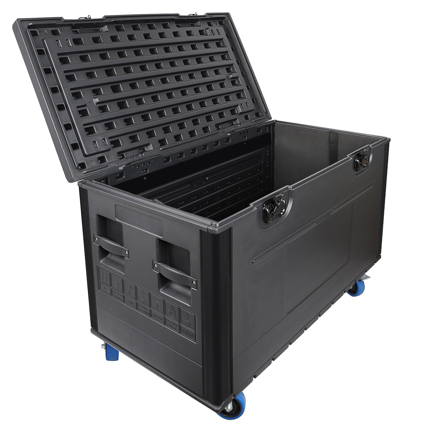 Diandian Utility Cable Trunk Road Case with Wheels, 44" x 22" x 24" Professional Stackable Heavy Duty ATA Rolling Road Case, for Pro Audio & DJ Equipment Storage, Transport for Touring with Casters