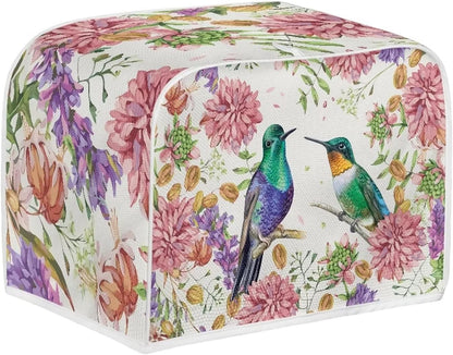 Hummingbird Floral Toaster Cover, Water-Resistant Kitchen Appliance Dust Protection for Most Standard 2 Slice Bread