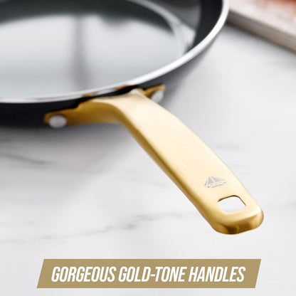Blue Diamond Gold 10" Frying Pan Skillet, Ceramic Nonstick, PFAS Free, Induction Suitable, Dishwasher Safe