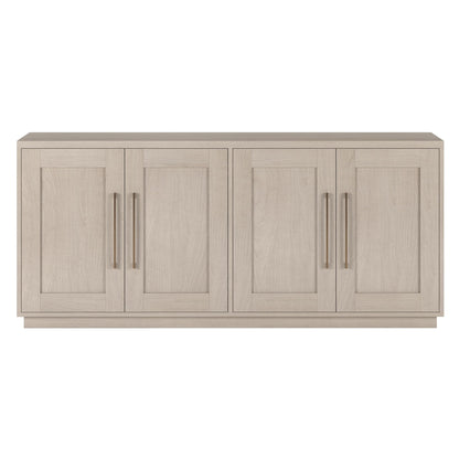Henn&Hart 68" Sideboard Buffet Cabinet, Modern Credenza with 4 Panel Doors, Adjustable Shelves, and Cable Management Cut-Outs for Dining Room, Kitchen, Living Room or Entryway, Beech White