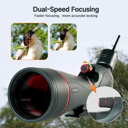 SVBONY SV406 20-60x80 Spotting Scope with Tripod,Equipped with SC001 WIFI Camera for Digiscoping, BAK4 Prism HD Spotter Scope,Waterproof & Fogproof Spotting Scopes for Wildlife Observing Bird Watching