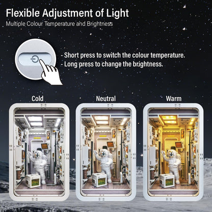 Joohour DIY Book Nook Kit, Dollhouse Miniature, Booknook Bookshelf Insert Decor Alley 3D Wooden Puzzle, Bookends Model Building Kit with LED Light, Gift for Teens and Adults, Space Capsule