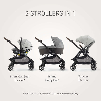 Graco® Premier Modes Merge Stroller with EZ Spin Wheels for 360 Rotation, 3 Modes: Infant Car Seat Carrier, Carry Cot, to Toddler Stroller, Reversible Baby Stroller Seat, Midtown