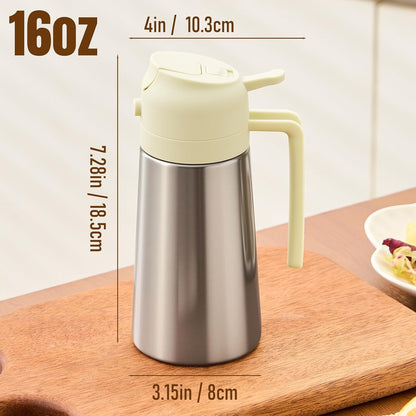 2 1 PARACITY Oil Dispenser Bottle with Stainless Steel Shell & Ceramic Sprayed Interior, in Olive Oil Sprayer