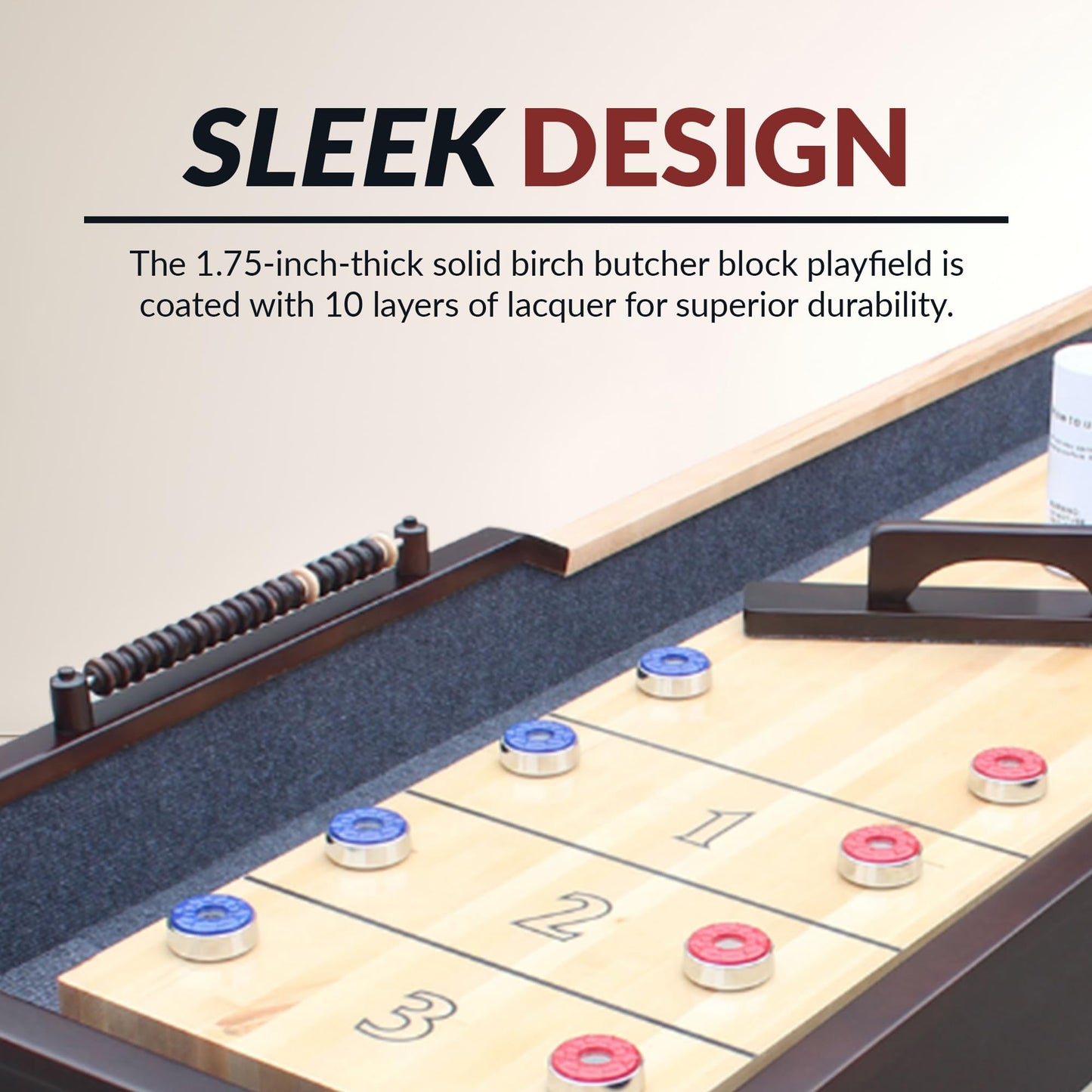 Hathaway Merlot 12 Foot Shuffleboard Table for Family Game Room - with Lacquer Coated Playfield, Built-in Scorer and Cabinet, Climate Adjusters, Leg Levelers, 8 Pucks, Brush, and Wax - Espresso Finish
