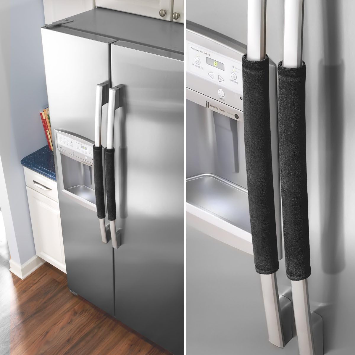 OUGAR8 Refrigerator Door Handle Covers - Keep Your Kitchen Clean from Fingertips, Drips, Food Stains (Black)