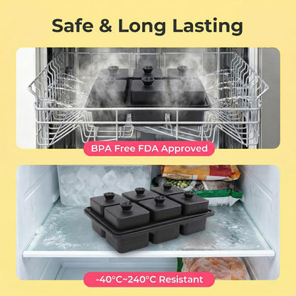 Large Ice Cube Tray with Lid 2inch,Reusable Ice Cube Trays for Freezer,Food-Grade Silicone Ice Trays for Freezer Cube Molds for Cocktail,Whiskey,Meal Prep,Stackable Flexible Icetray (Rhomboid Square)