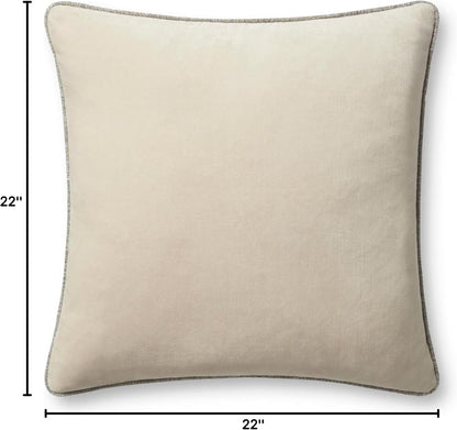 Loloi Liza Pillow Cover 22'' x 22'' with Poly, Ivory
