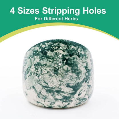 MGMGART Pottery Herb Stripper Bowl Handmade Green Glazed Ceramic Kitchen Gadget with Four Sizes Holes for Rosemary Parsley Basil Kale Detach Leaves from Stem