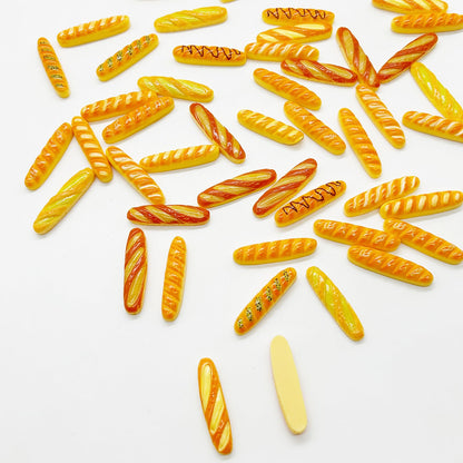 50Pcs Mini Fake Bread, Miniature Resin Food, Fake French Bread, Artificial Food Model for Mini House Kitchen Fairy Garden Cake Party Decor Display Props (Random Styles)