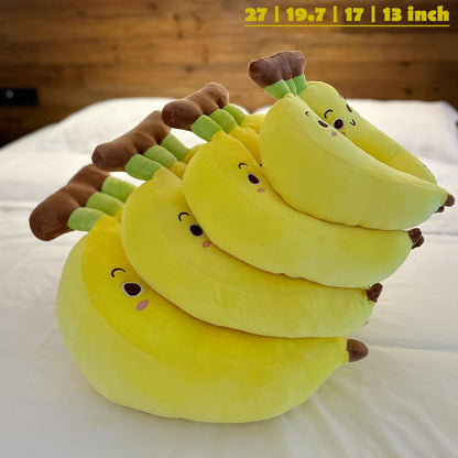 Hofun4U Banana Plush Pillow, A Bunch of Bananas Plush Stuffed Toy, Fruit Plushie Banana Hugging Pillow, Gift for Birthday, Valentine, Christmas (Yellow,17 inch)