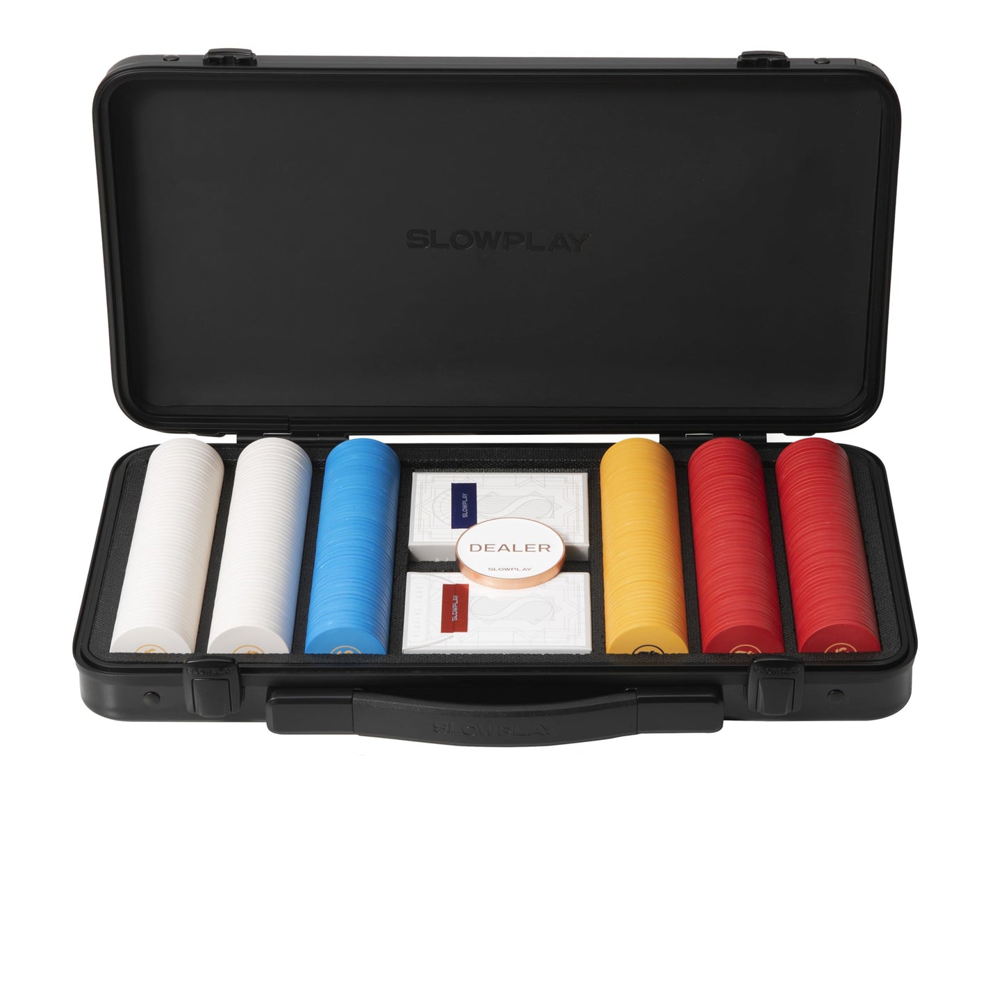 SLOWPLAY Godel Ceramic Poker Chips Set for Texas Hold'em, 300 PCS [Blank Chips], 43mm & 12g Each | Features a High-end Chip case with Extra Durable German Polycarbonate Shell