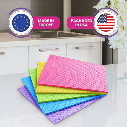 PINK RHINO LABS Swedish Dishcloths – Eco-Friendly Reusable Kitchen Towels – 10 Pack Cleaning Cloths for Dishes, Counters & Surfaces – Super Absorbent, Compostable, Zero-Waste Alternative