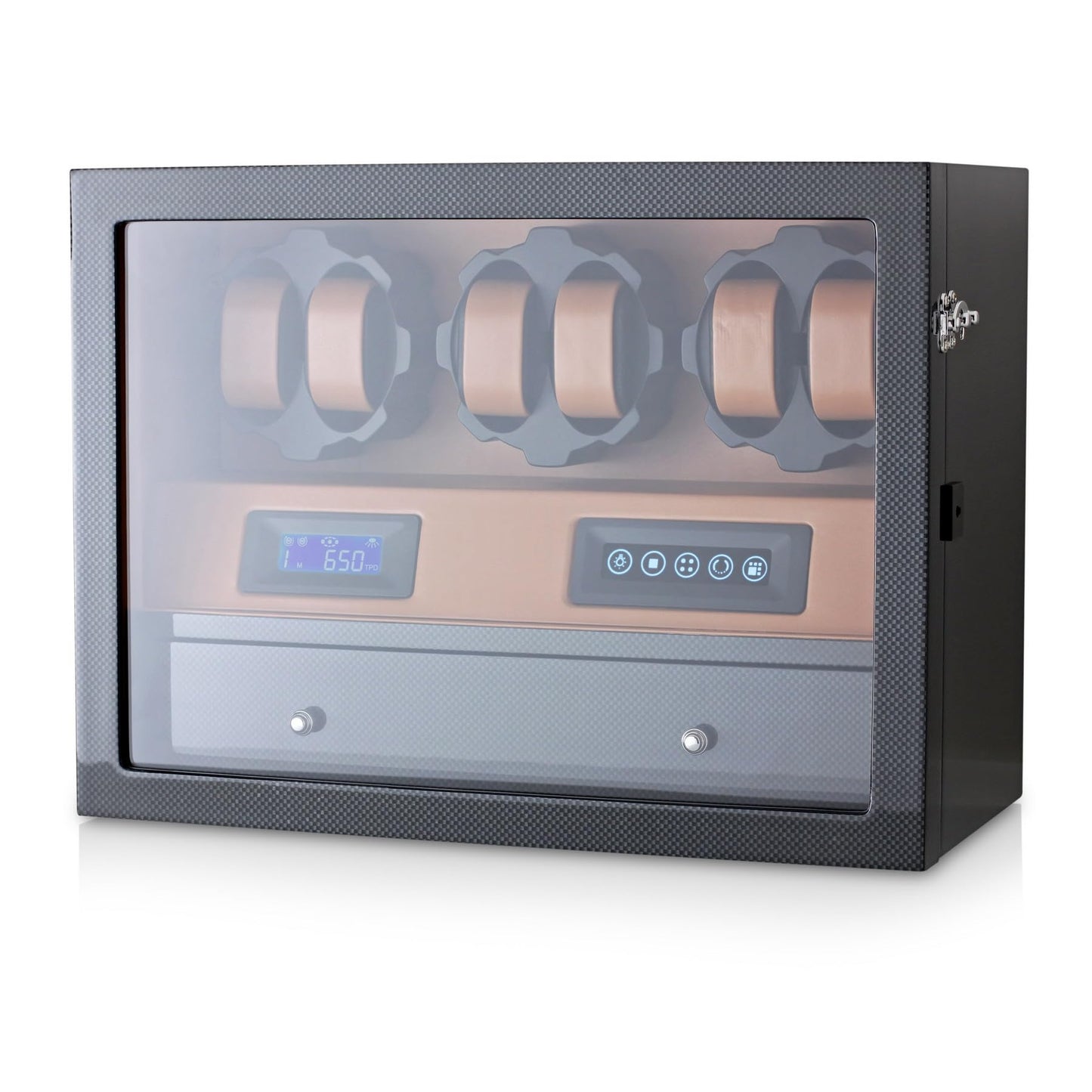 Automatic Watch Winder with 6 Storage Slots, LED Light and Automatic Motor-Stop Option