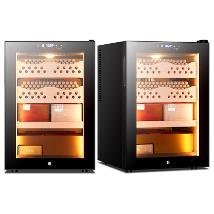 Electric Cigar Humidor 50L with Heating and Cooling Temperature Control and Humidity Control System, Cooler Cabinet Large Capacity for 300 Counts with Spanish Cedar Wood Shelves & Hygrometer