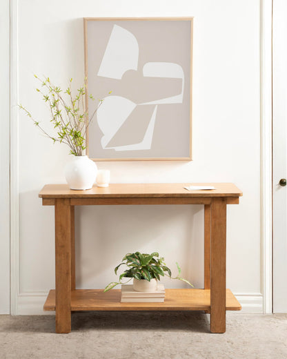 Kate and Laurel Foxford Tiered Rectangle Console Table, 42 x 14 x 30, Natural Brown, Transitional Two-Tier Wood Entryway Table with Storage for Use as Living Room Behind Couch Table