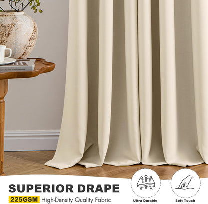 MIULEE Blackout Curtains - Cream Beige Thermal Insulated Drapes | 84 Inches Long, Noise Reducing, 2 Panels