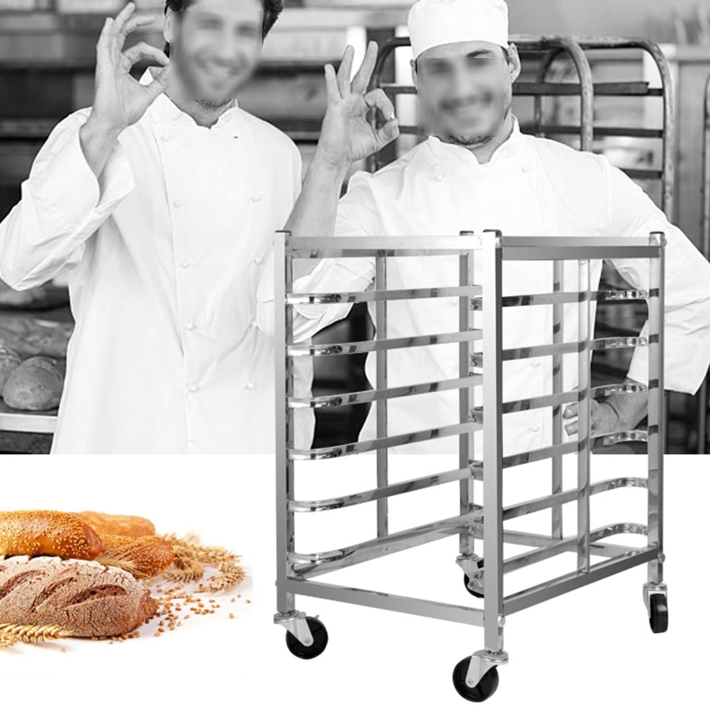 DUHTFCY Large Rolling Bread Rack, 12-Tier Commercial Baking Shelf for Bakeries, Restaurants & Catering, Ideal for Storage