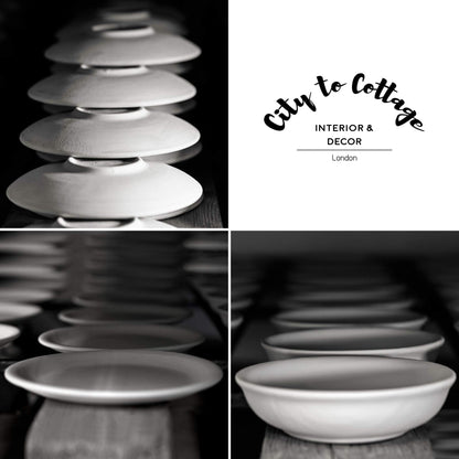 Handmade Black and White Polka Dot Ceramic 12 piece Dinnerware Set | Pottery Tableware Service for 4 | Dinner Plates | Side Plates | Bowls | Housewarming Gift by City to Cottage®
