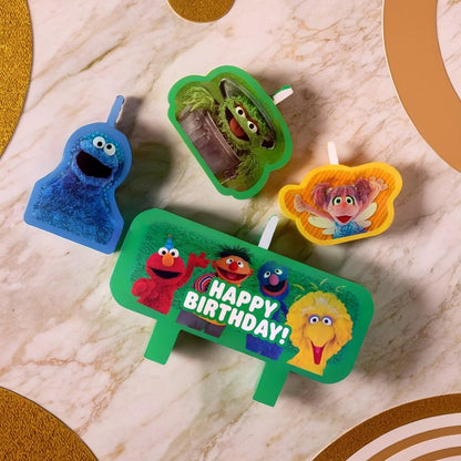 Multicolor Everyday Sesame Street Birthday Candle Set - 1.3"-2.3", 4-Piece Set - Perfect Cake Toppers for Fun & Vibrant Celebrations