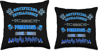 Funny AI Tech Geek Sarcastic Throw Pillow, 16x16, Multicolor, Blue