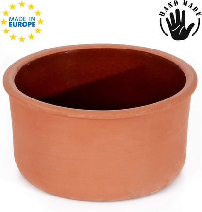 2.10 Clay Yogurt Pot, Inner Glazed Terracotta Cookware, Earthen Casserole Bowls for Oven Cooking, Terra Cotta Deep Pan