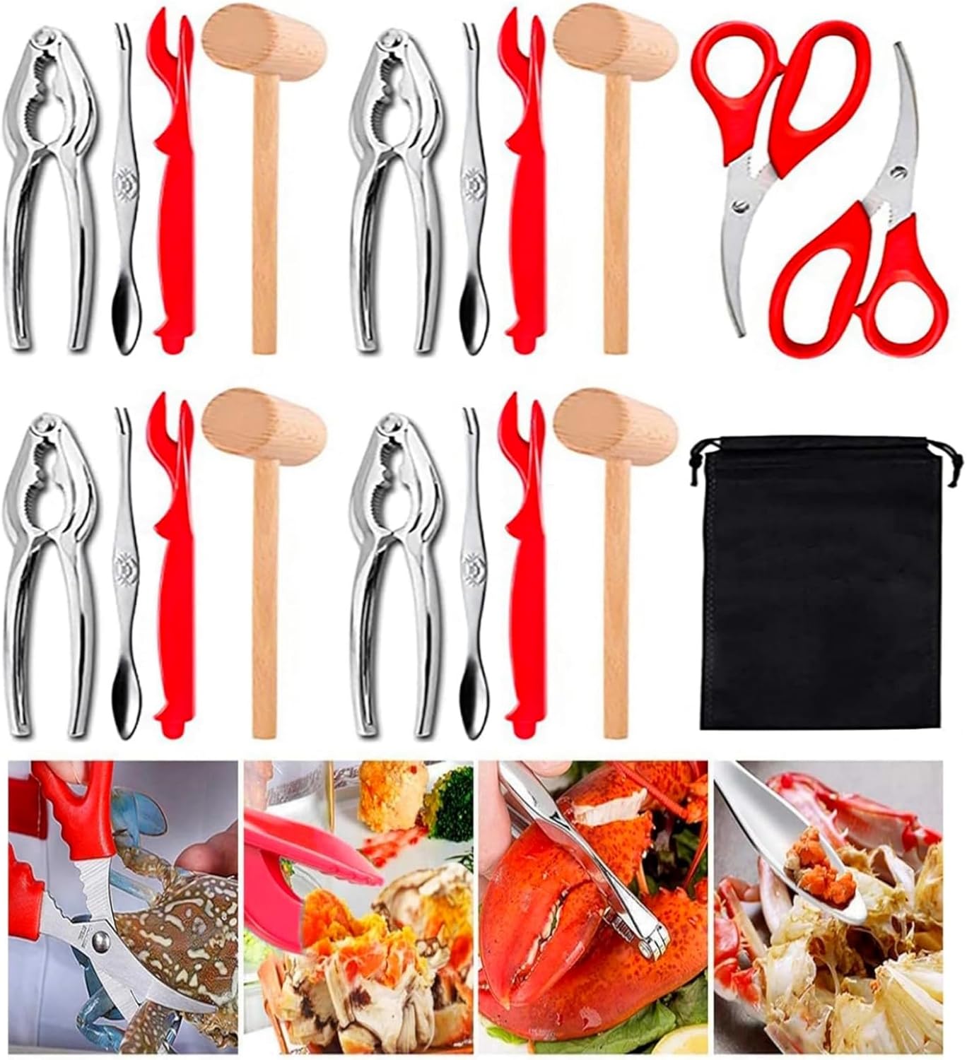 YWHWXB 19 Set, Set, 4 4 4 4 2 1 Pcs Seafood Tools Crab Crackers And Tools Include Crab Crackers, Shellfish/Seafood