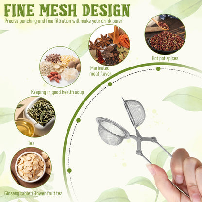 HANLANXUE 36 Pcs Loose Leaf Tea Infuser Stainless Steel Mesh Snap Tea Strainers Tea Infuser with Handle Fine Mesh Tea Ball Filter Tea Diffusers Steeper for Loose Leaf Tea, Seasonings