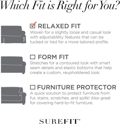 SureFit Scroll Dining Chair Slipcover - Long Skirt and Back Ties, Full Length Relaxed Fit High Back Chair Cover