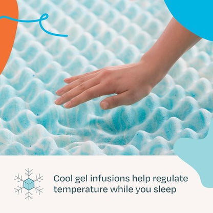 Linenspa Gel Memory Foam Mattress Topper - Reversible Egg Crate Design for Comfort - Twin XL Size