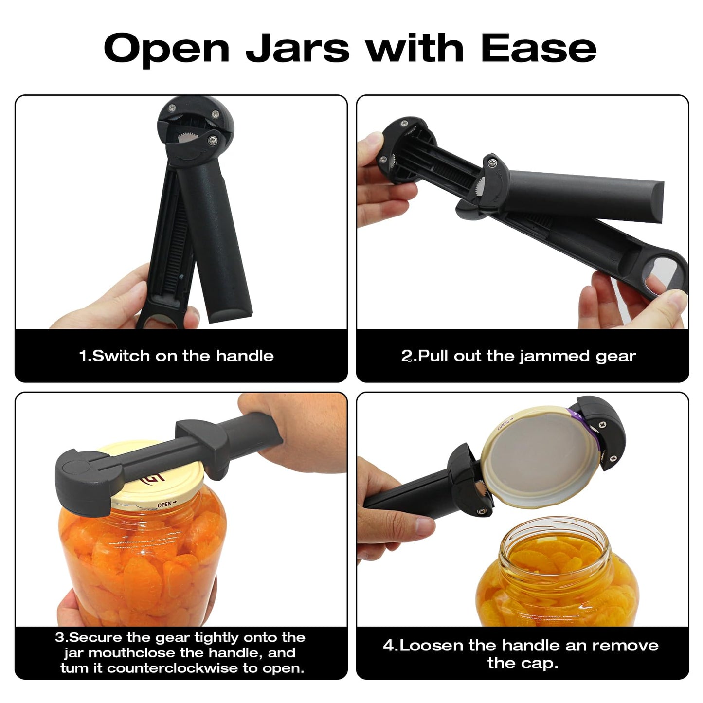 RAIN SPIRIT Multifunctional Retractable Bottle & Jar Opener - Adjustable Can Opener & Lid Gripper for Seniors, Weak Hands, and Arthritis,Jar Opener Bottle Opener and Lid Opener，Wine Opener Gadgets ﻿