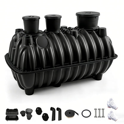 Large 274-gallon underground septic tank, corrosion-resistant PP septic tank system, equipped with a standpipe and observation hole cover, dimensions are 68.3x38.8x36.2 inches, suitable for 3-5 people