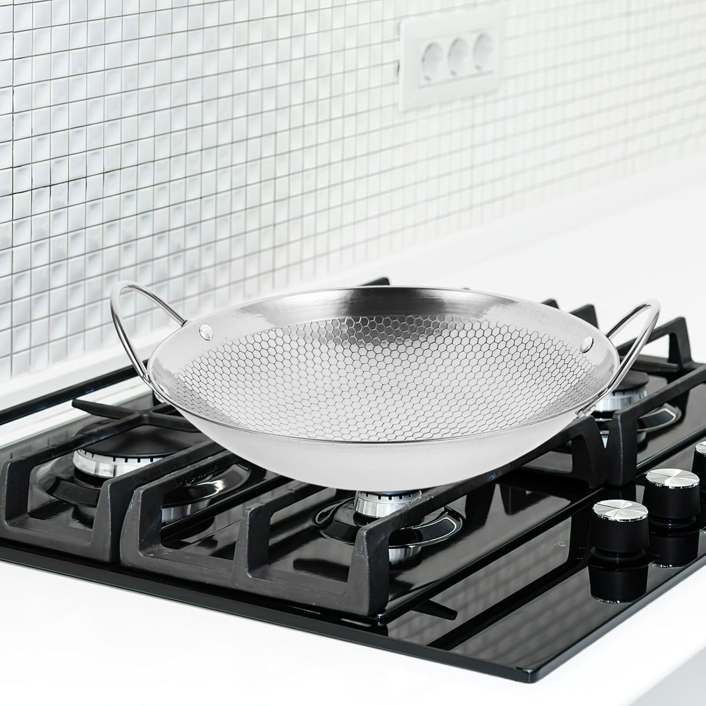 BESTonZON Stainless Steel Wok Pan, Everyday Pan, Korean Pan, Mini Wok Cookware, Non Stick Deep Frying Pot, Metal