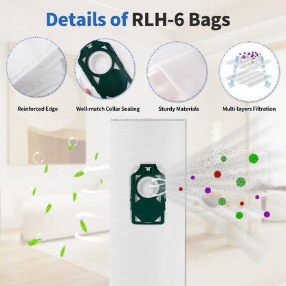 Gudotra 9 Pack Replacement HEPA RLH-6 Vacuum Bags for Riccar SupraLite R10S R10D R10O R10SAND Simplicity Freedom R10S R10D S10P S10SAND Upright Vacuums Cleaner