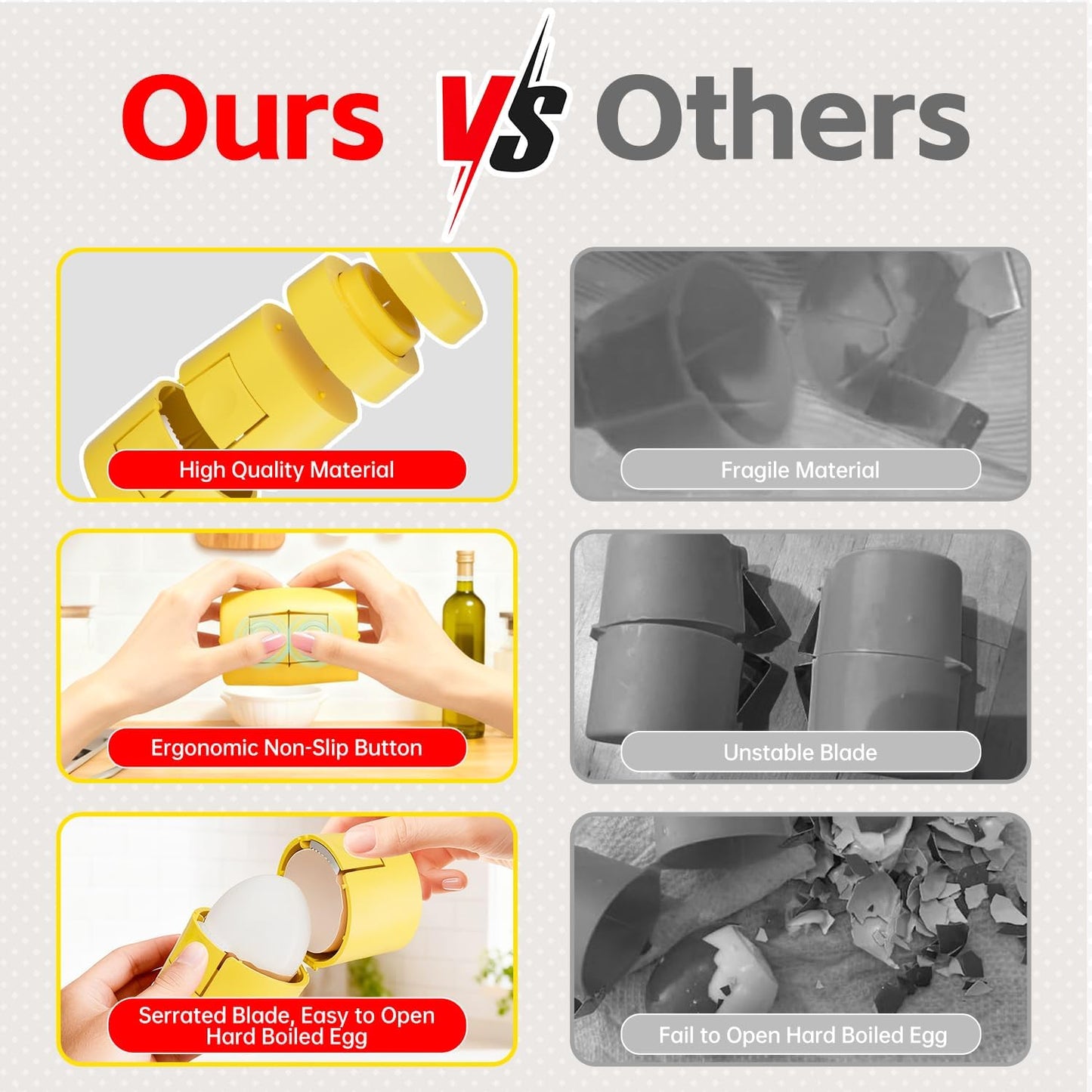 2 1 Innovative in Egg Shell Opener, Hard Boiled Egg Peeler Cracker with Piercer, Cute Egg Separator for Raw Eggs, Home