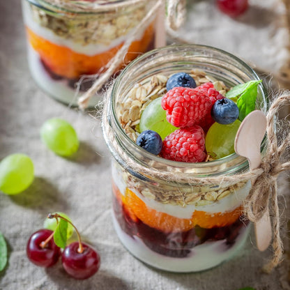 16oz 8 SHOWIN Overnight Oats Containers with Lids, Glass Jars with Lids pcs, Wide Mouth Mason jars for Salad, Yogurt